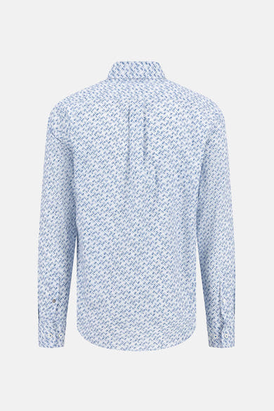 Chemise à manches longues bleue de FYNCH-HATTON, avec un motif géométrique subtil sur l'ensemble.