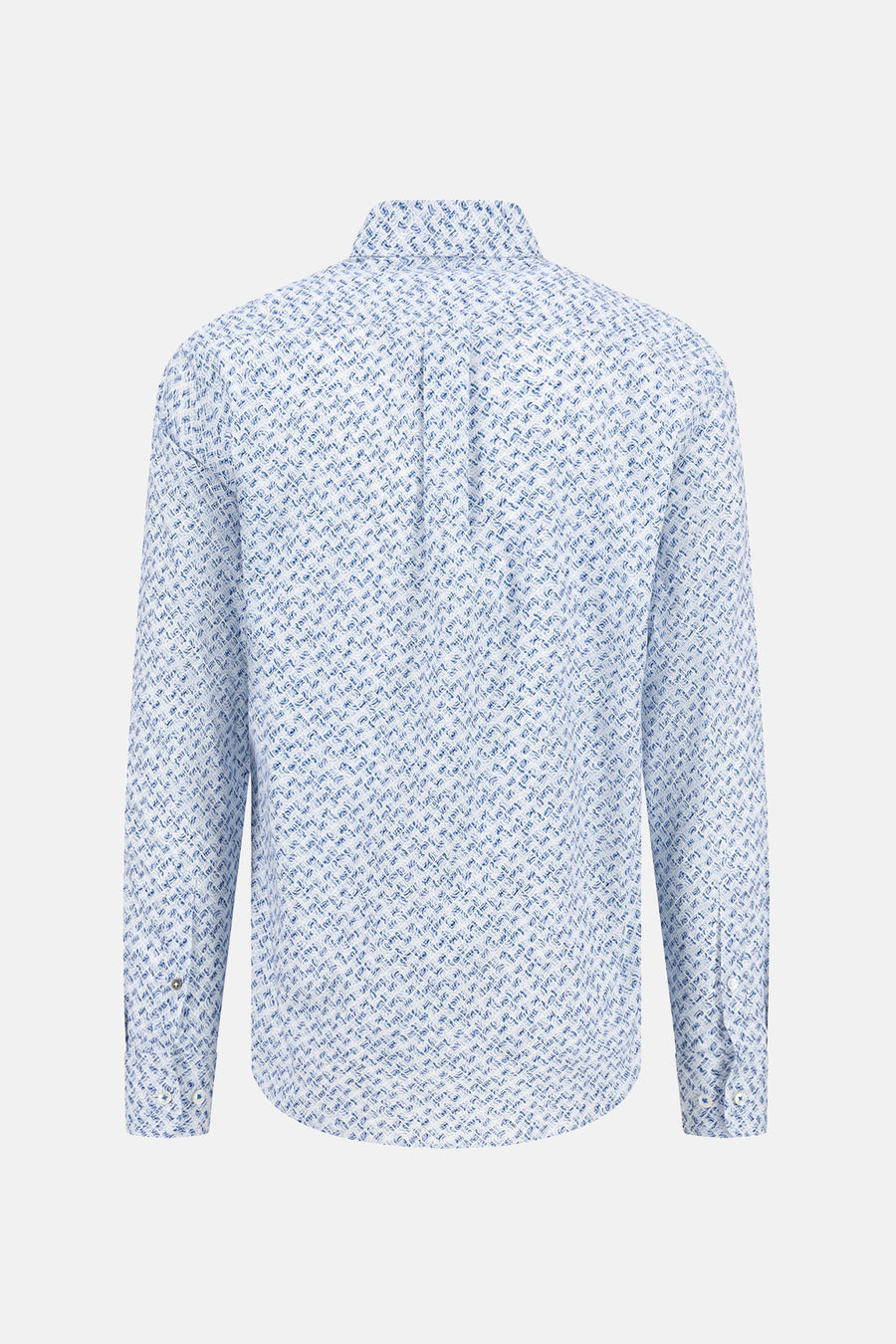 Chemise à manches longues bleue de FYNCH-HATTON, avec un motif géométrique subtil sur l'ensemble.