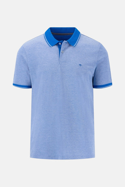 Blauw poloshirt met korte mouwen van FYNCH-HATTON, met contrasterende kraag en mouwboorden.