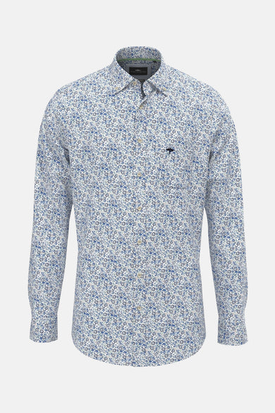 Chemise à manches longues bleue de FYNCH-HATTON, à motifs floraux sur toute la surface.
