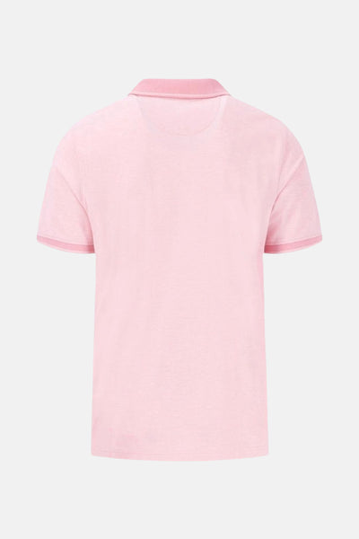 Roze poloshirt met korte mouwen van FYNCH-HATTON, achteraanzicht op effen achtergrond.
