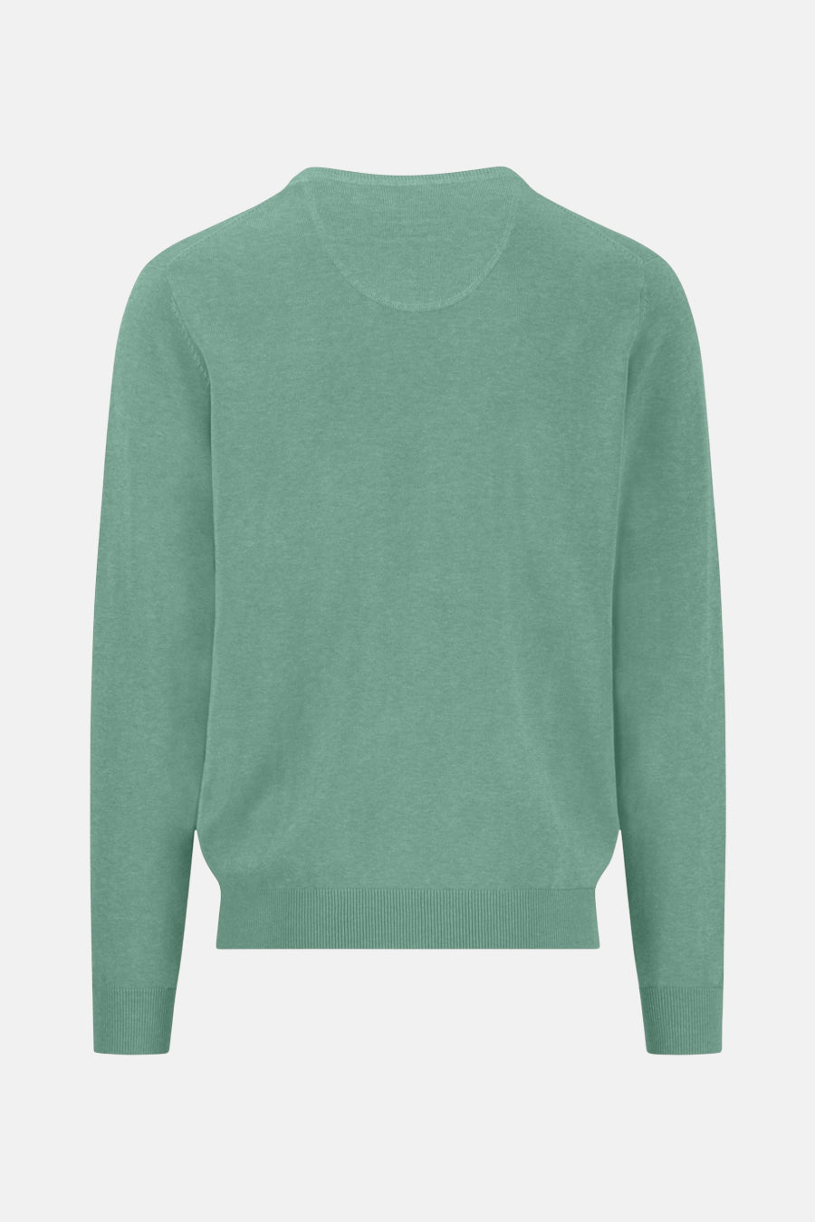 Pull à col en V vert de FYNCH-HATTON, vue arrière sur fond blanc.