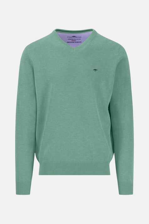 Pull met V-hals - green