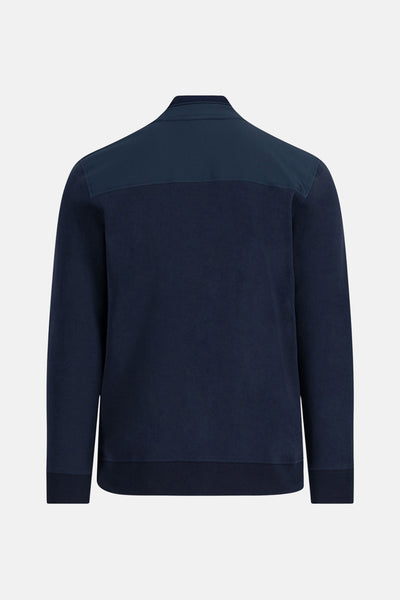 Gilet bleu de FYNCH-HATTON avec empiècement contrastant sur le haut du dos.