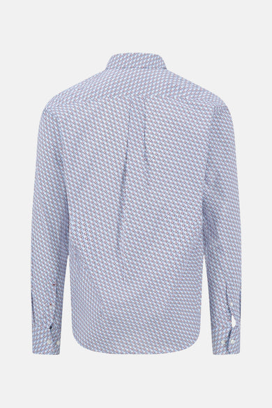 Chemise à manches longues multicolore de FYNCH-HATTON avec motif géométrique sur l'ensemble et coupe classique.