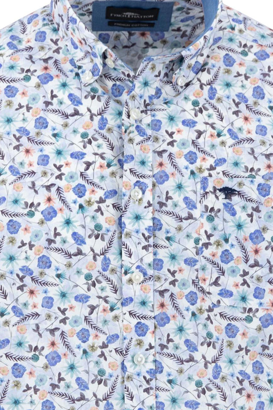 Chemise à manches longues multicolore de FYNCH-HATTON avec motif floral et boutonnière apparente.