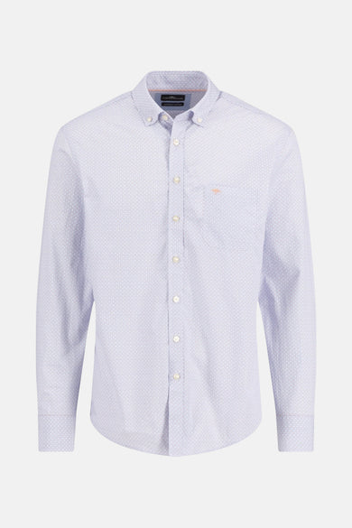 Chemise à manches longues bleue de FYNCH-HATTON avec motif imprimé et coupe classique.