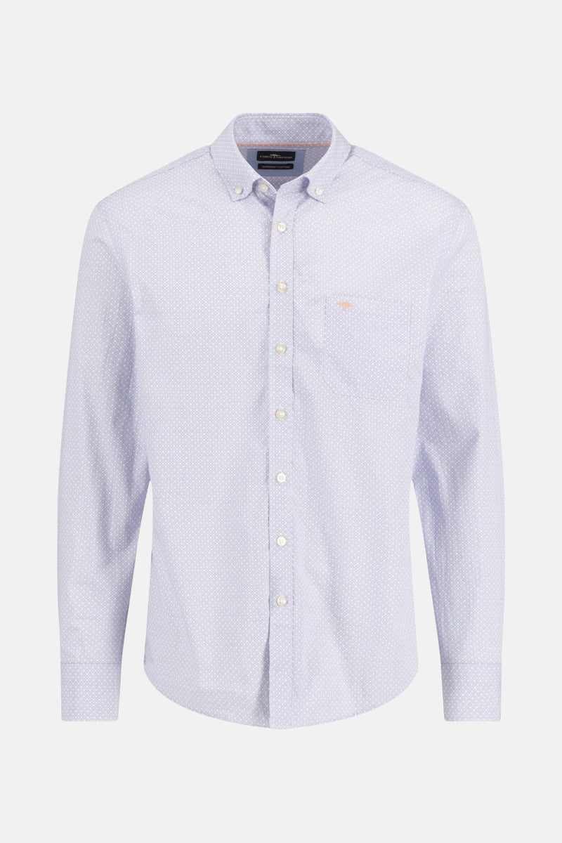 Chemise à manches longues bleue de FYNCH-HATTON avec motif imprimé et coupe classique.