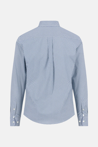 Chemise à manches longues multicolore de FYNCH-HATTON, motif géométrique, boutons blancs et coupe classique.