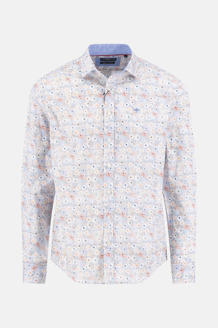 Multikleuren overhemd met lange mouwen van FYNCH-HATTON met bloemenprint en effen blauwe kraag.