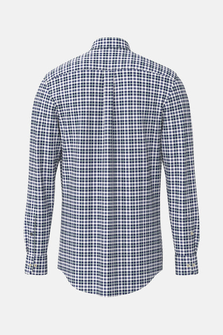 Multikleuren overhemd met lange mouwen van FYNCH-HATTON met ruitpatroon op een witte achtergrond, achterzijde.