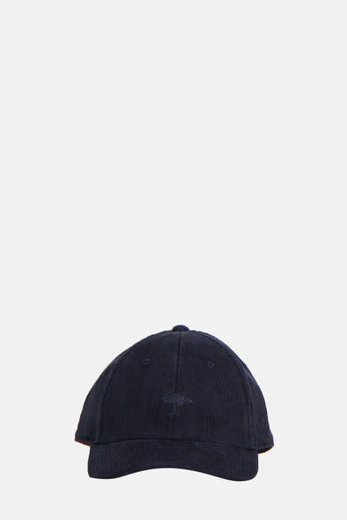 Casquette bleue en velours côtelé de FYNCH-HATTON avec un logo brodé ton sur ton à l'avant.