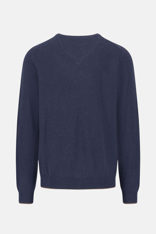 Pull met V-hals - blauw
