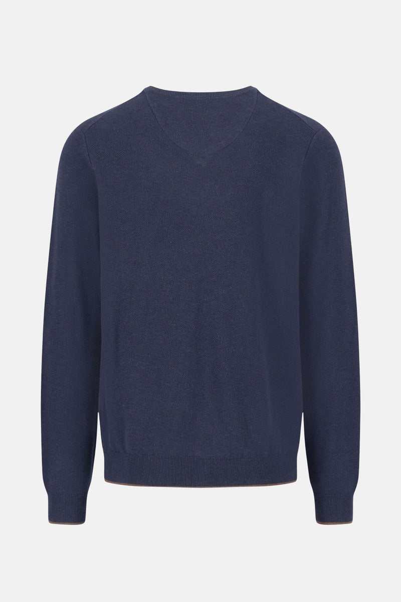 Pull met V-hals - blauw