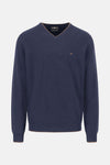 Pull met V-hals - blauw