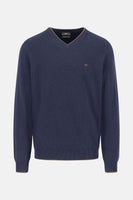 Pull met V-hals - blauw