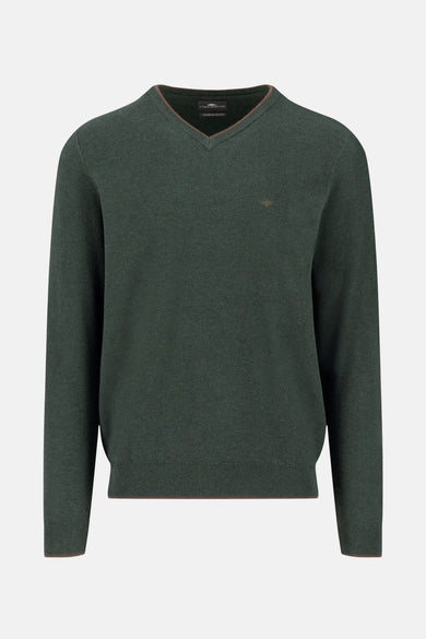 Pull à col en V - Vert