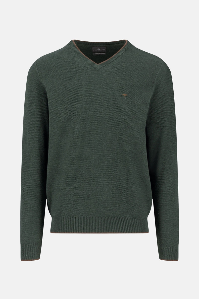 Pull à col en V - Vert