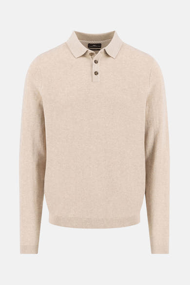 Beige coltrui van FYNCH-HATTON, met knoopsluiting en bruine knopen.