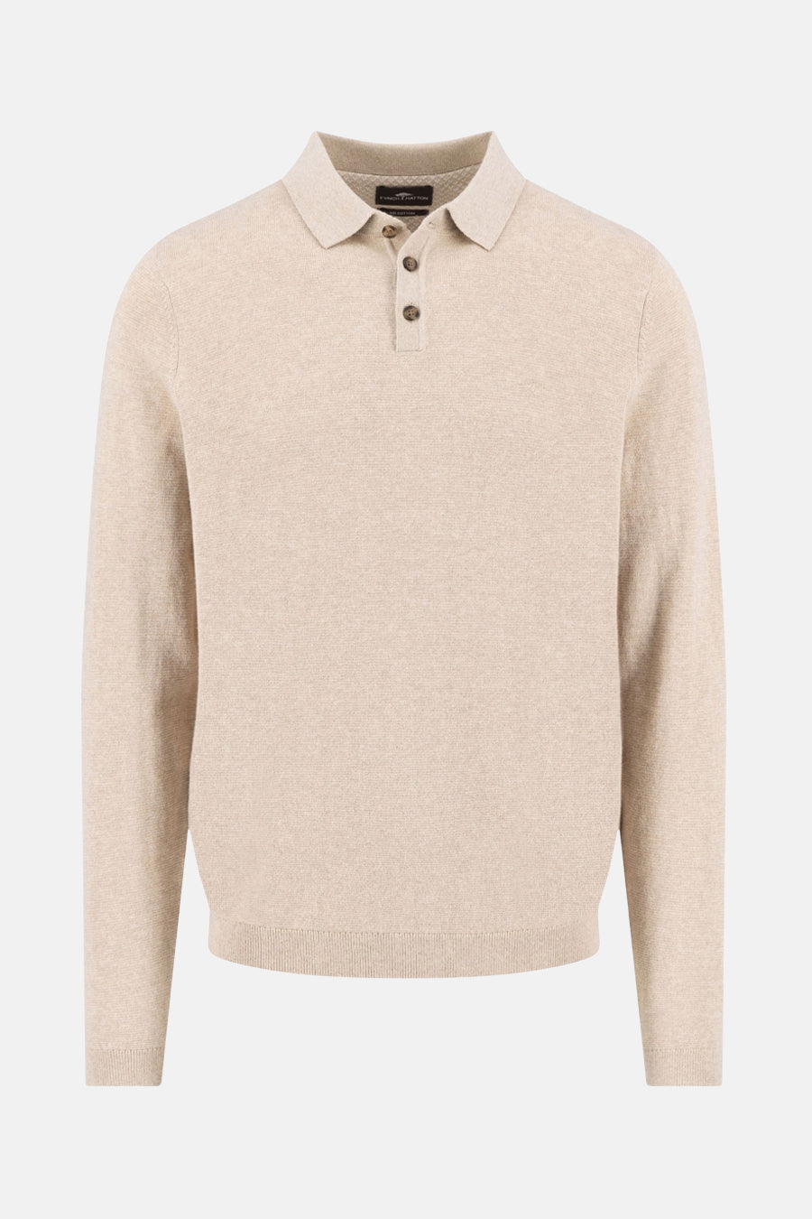 Beige coltrui van FYNCH-HATTON, met knoopsluiting en bruine knopen.