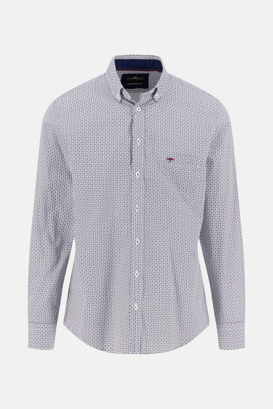 Chemise à manches longues multicolore de FYNCH-HATTON avec motif géométrique sur l'ensemble.