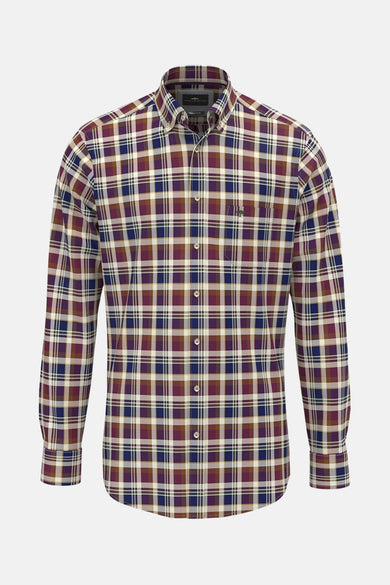Chemise à manches longues multicolore de FYNCH-HATTON, à carreaux, avec poche poitrine.