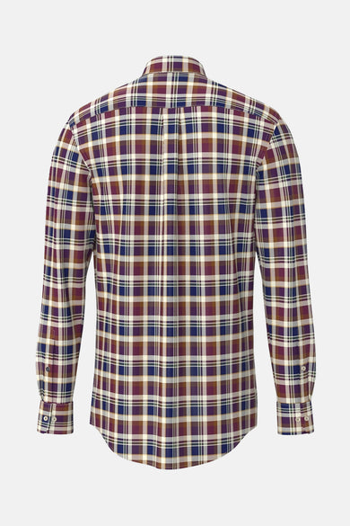 Chemise à manches longues multicolore de FYNCH-HATTON avec motif à carreaux et manches boutonnées, vue de dos.