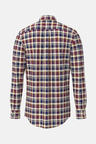 Chemise à manches longues multicolore de FYNCH-HATTON avec motif à carreaux et manches boutonnées, vue de dos.