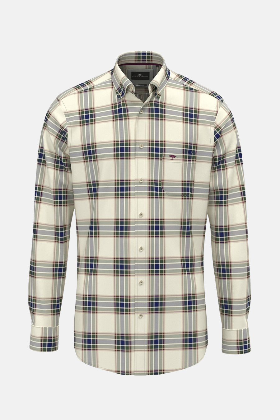 Chemise à manches longues multicolore de FYNCH-HATTON avec motif à carreaux et poche poitrine.
