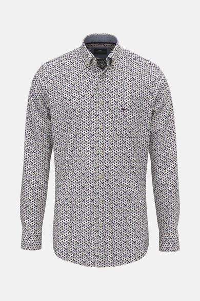 Multikleurig overhemd met lange mouwen van FYNCH-HATTON met een all-over geometrisch patroon, achterzijde.