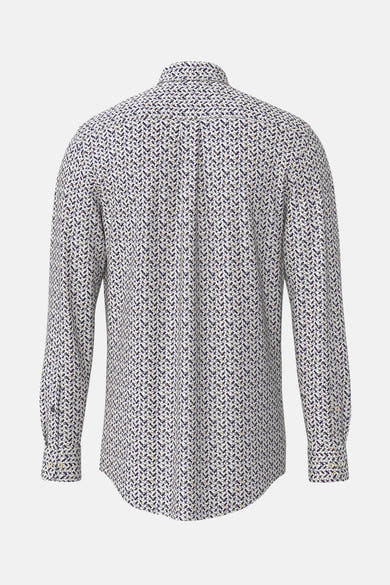 Chemise à manches longues multicolore de FYNCH-HATTON avec un motif géométrique sur toute la surface, vue de dos.