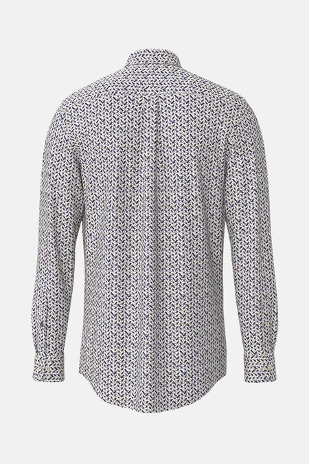 Chemise à manches longues multicolore de FYNCH-HATTON avec un motif géométrique sur toute la surface, vue de dos.