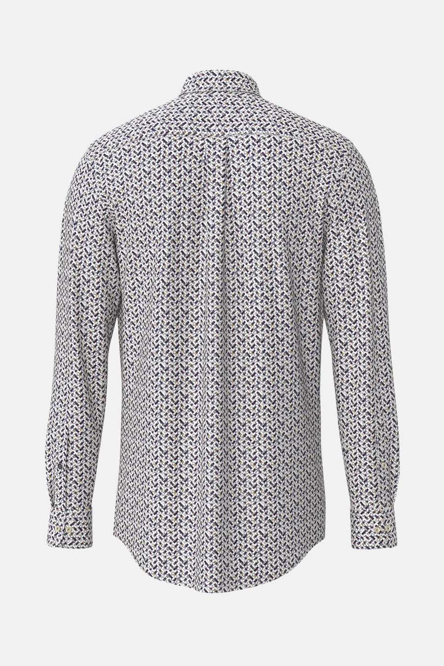 Chemise à manches longues multicolore de FYNCH-HATTON avec un motif géométrique sur toute la surface, vue de dos.
