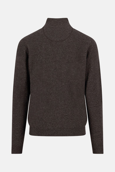 Pull à col roulé marron de FYNCH-HATTON, avec une texture tricotée et un col montant.