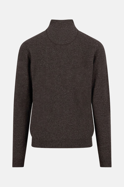 Pull à col roulé marron de FYNCH-HATTON, avec une texture tricotée et un col montant.