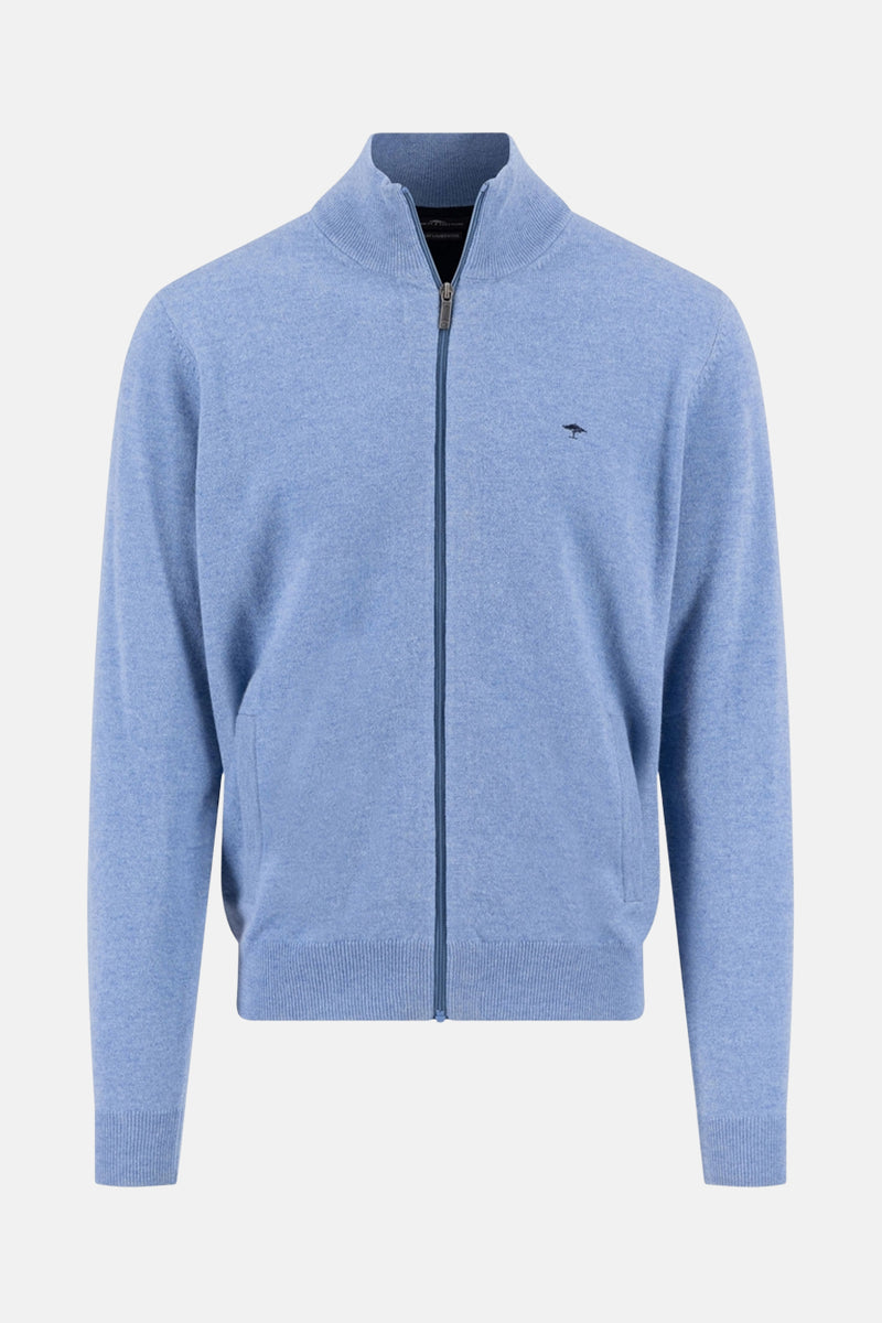 Blauwe bodywarmer van FYNCH-HATTON, achteraanzicht op effen achtergrond.