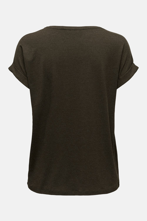 Top uni manches courtes brun de ONLY, avec manches à revers