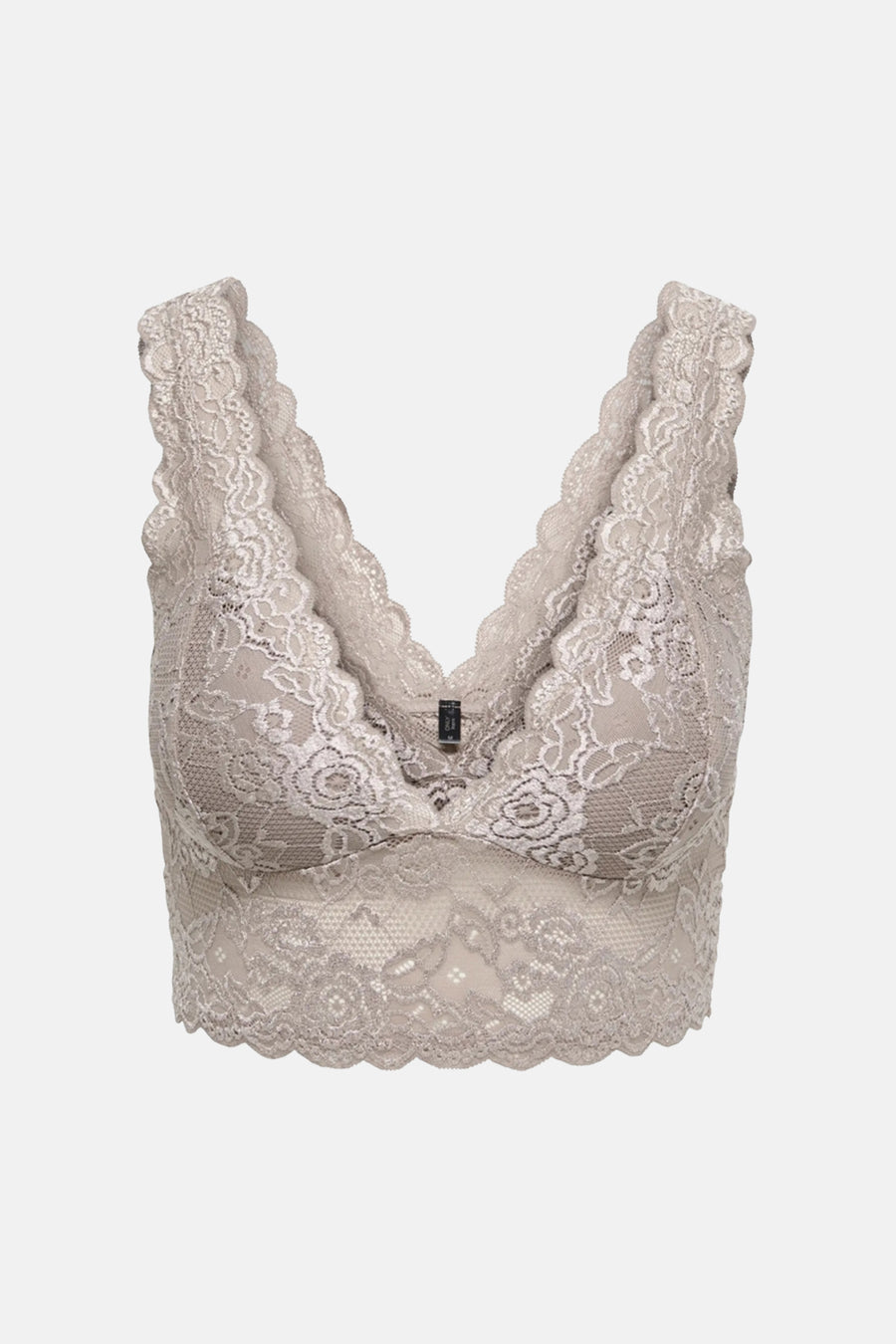 Soutien-gorge beige en dentelle, de ONLY, avec motif floral délicat et bordure festonnée.