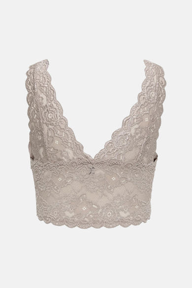 Soutien-gorge beige de ONLY®, en dentelle florale avec bordure festonnée.