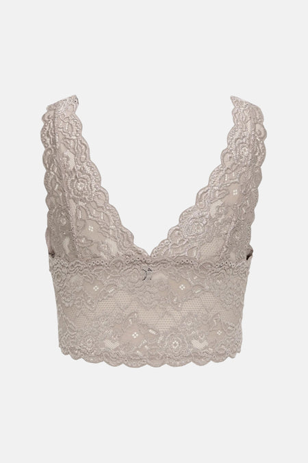 Soutien-gorge beige de ONLY®, en dentelle florale avec bordure festonnée.