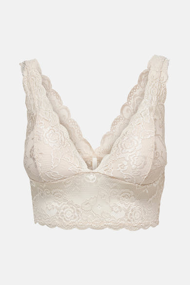 Beige beha van ONLY, met delicate bloemenkant en geschulpte rand.