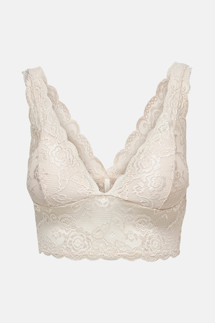 Beige beha van ONLY, met delicate bloemenkant en geschulpte rand.