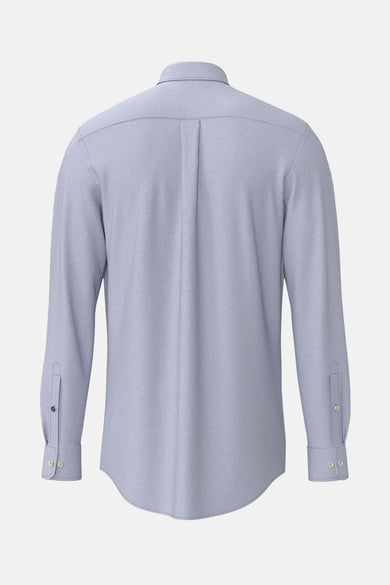 Chemise à manches longues bleue de FYNCH-HATTON, vue de dos, avec patte de boutonnage.