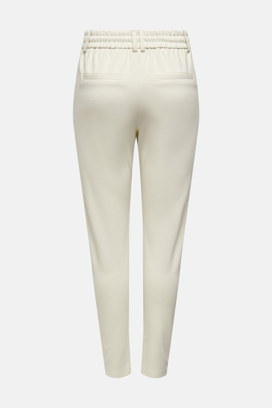 Ecru chino van ONLY, met elastische tailleband en discrete achterzakken op een effen achtergrond.