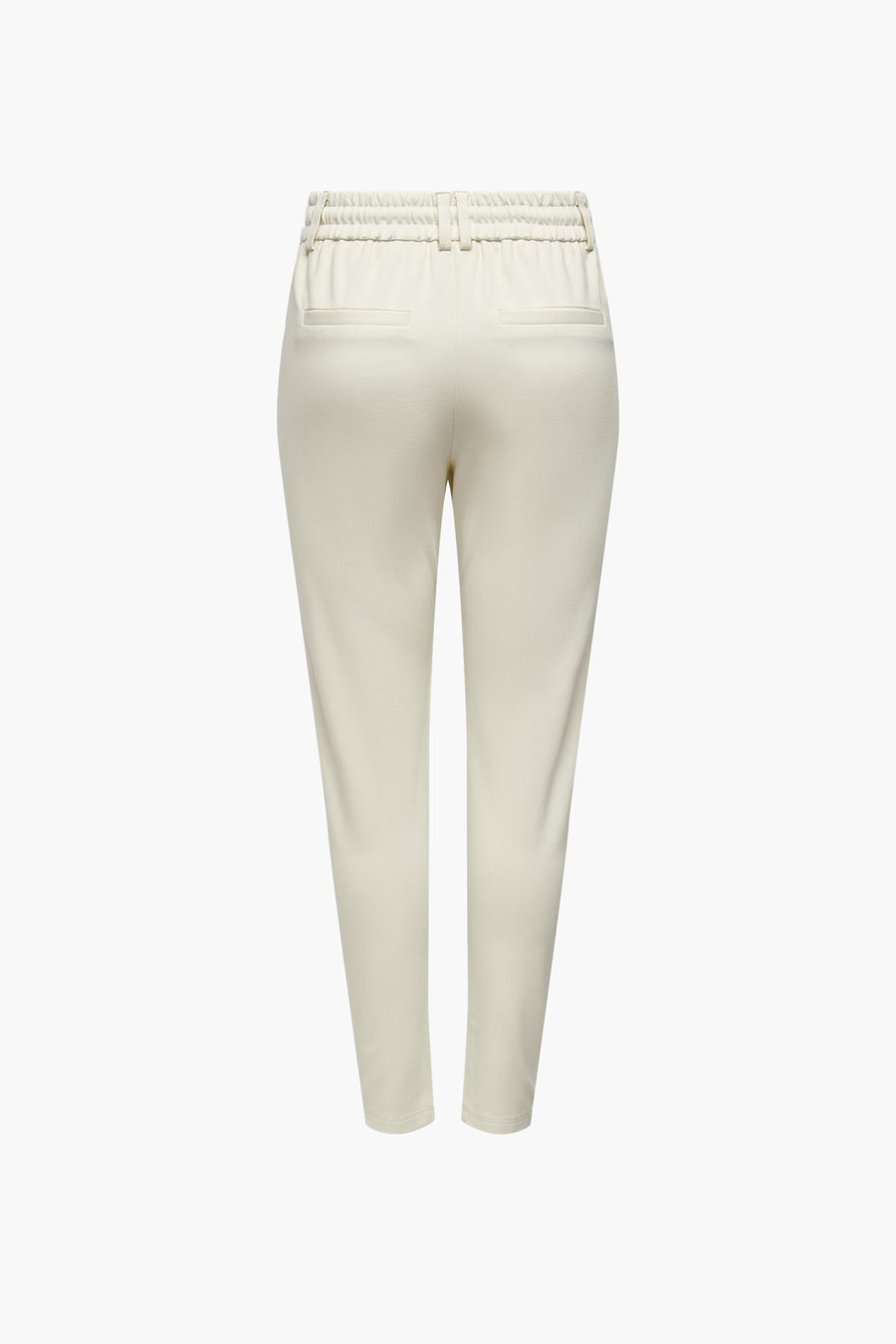 Ecru chino van ONLY, met elastische tailleband en paspelzakken achter.