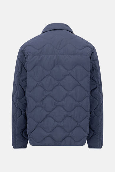 Veste de pluie bleue de FYNCH-HATTON avec matelassage à motif ondulé, vue de dos.