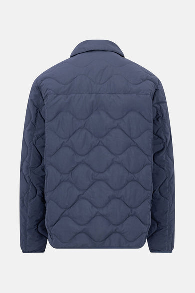 Veste de pluie bleue de FYNCH-HATTON avec matelassage à motif ondulé, vue de dos.