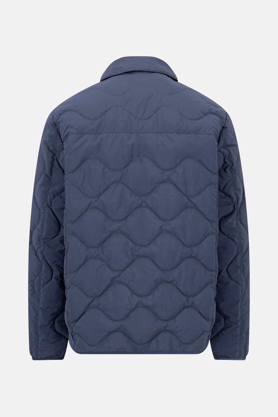 Veste de pluie bleue de FYNCH-HATTON avec matelassage à motif ondulé, vue de dos.