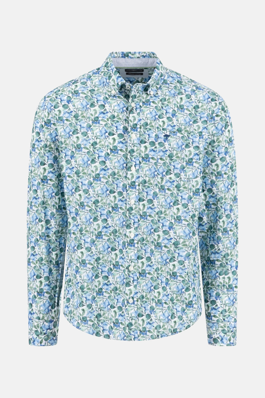 Chemise à manches longues multicolore de FYNCH-HATTON, avec un motif floral bleu et vert.