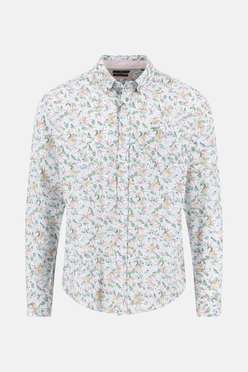 Rood overhemd met lange mouwen van FYNCH-HATTON met bloemenprint.